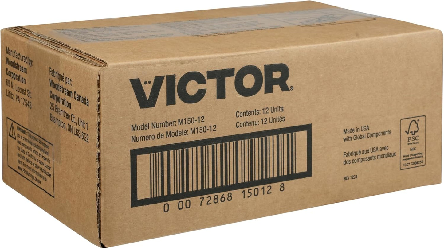 Victor Mouse Traps M150-12, Metal Pedal, Sustainably Sourced FSC Wood, Wooden Mouse Traps, 12 Metal Pedal Traps