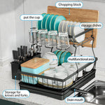 Large capacity 2-tier dish drying rack for kitchen counter