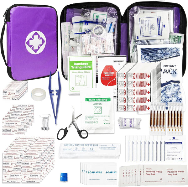 Travel-First Aid-Kit Car-Home 300PCS Survival-Kit Outdoor-Adventure - Small Portable Red Emergency Essential Sets Office Hiking Camping Business Public Must Have First Aid Gear Equipment 1st Aid