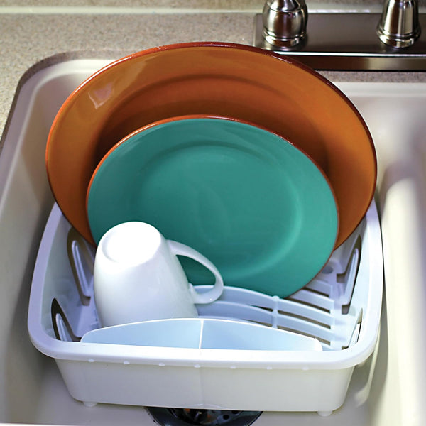 Compact RV Dish Drainer with Sloped Drain Tray Design for Small Spaces