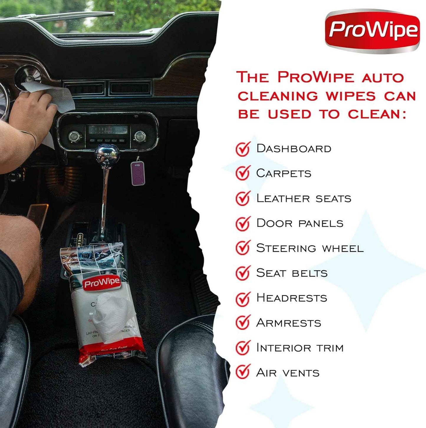 Car Cleaning Wipes - Car Interior Cleaner, Dashboard Cleaner, 1x40 Count Residue-Free Wipes for Interior Surfaces, From Dashboard to Leather Seats, Must Have Accessories