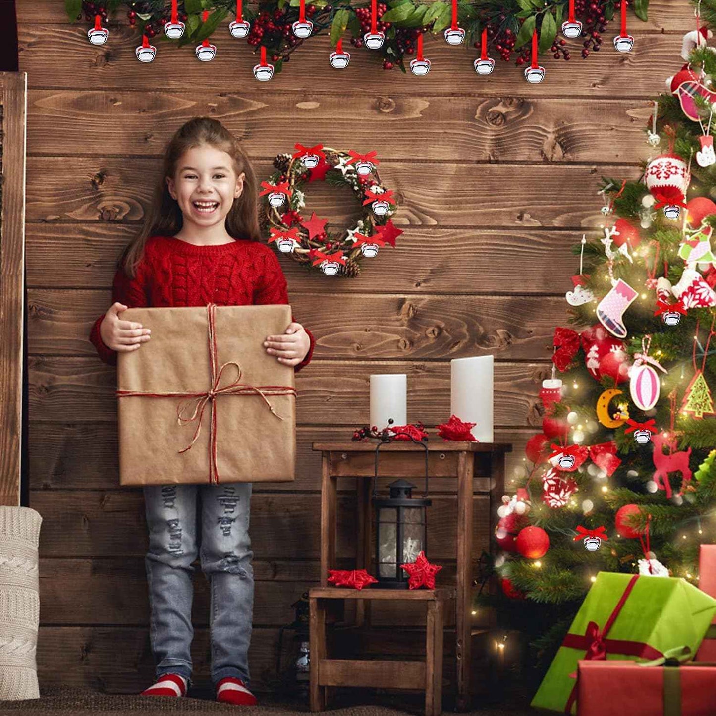 Sdfsdf 30 Pieces Believe Bell Ornament for Christmas Tree Sleigh Bell with Ribbon Xmas Party Home Decoration 1.5 inch (Silver)