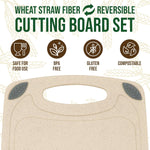 2-Piece Reversible Cutting Board Set Made with Natural Wheat Straw Fiber