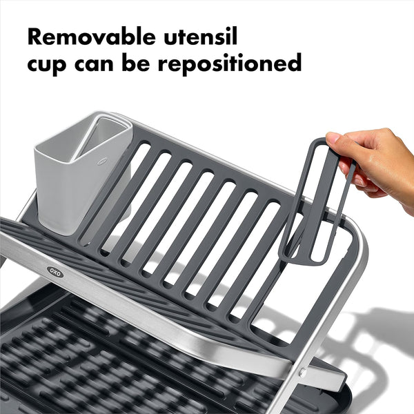 OXO Good Grips Aluminum Fold Flat Dish Drying Rack for Kitchen Counter