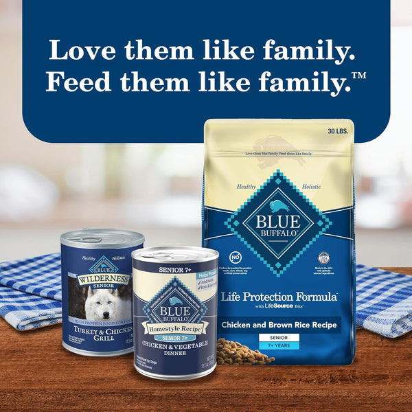 blue buffalo senior chicken dinner wet dog food 12.5-oz cans 12 count