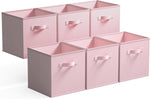 Storage Cube Organizer 6 Pack Pink Fabric Bins for Shelves Closet
