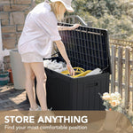100 Gallon Waterproof Resin Deck Box for Patio Furniture and Garden Tools