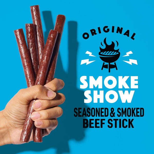 Lorissa's Kitchen Smoke Show Seasoned & Smoked Beef Sticks, Pack of 12, 1 oz Meat Snacks
