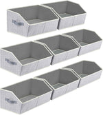 Closet Organizers Bins 6 Packs - Large Closet Shelf Organizer with Handles, Fabric Trapezoid Storage Bins, Collapsible Storage Cubes for Clothes, Towels, Light Gray