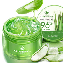 aloderma organic 96% aloe vera gel hydrating face body after-sun care 7oz