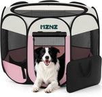Grey dog cat playpen, portable puppy pet crate for small dogs, cats, rabbits, foldable dog cage enclosure with carrying case