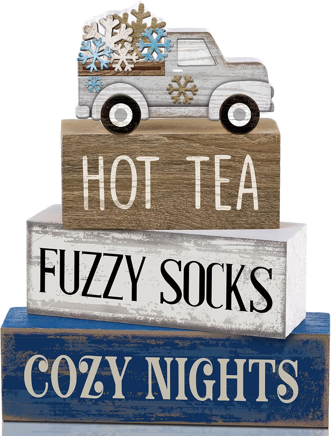 4 Pcs Christmas Table Decoration Wooden Santa Claus Decor Christmas Tiered Tray Decor Decorative Santa Claus Elk Block Sign Gift Farmhouse Xmas Table Centerpiece for Home Kitchen Shelf