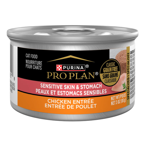 grain-free purina pro plan chicken cat food, 24 cans, 3 oz, sensitive skin and stomach