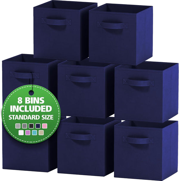 Storage Cubes Pack of 8 Standard Size Cube Storage Bins with Dual Handles