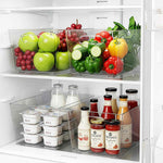 Clear Plastic Storage Bins, 4-Pack Stackable Pantry Organizers for Kitchen, Fridge, Cabinet and Closet