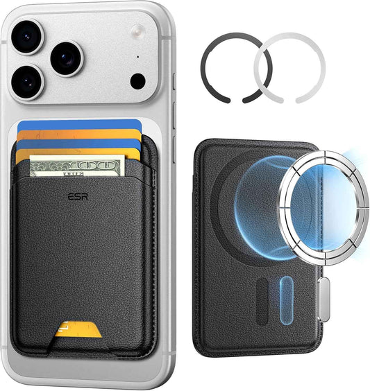 ESR for MagSafe Wallet, 5-Card Holder With RFID Blocking, MagSafe Sticker Included, Slim Magnetic Wallet for iPhone 17/16/15/14/13/12 Series and Selected Samsung Devices, Not for 13/12 Mini, Black