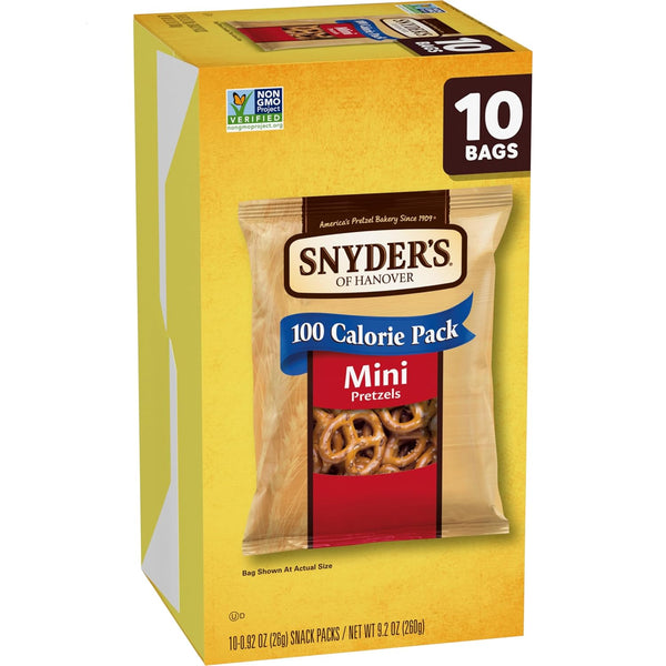 Snyder's of Hanover Mini Pretzels, 10 Count, 0.92 Oz, Individually Wrapped Snack Packs