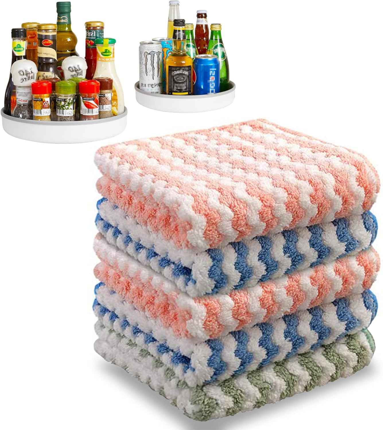 JOYMOOP 18 Pack Microfiber Cleaning Cloth, Kitchen Towels for Dish Drying Washing, Absorbent Streak Free Lint Free Rags for Cleaning, Reusable and Washable Towels - 10" x 10"