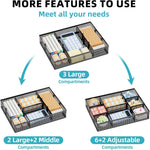 2 Pack Desk Drawer Organizer with Adjustable Compartments and 5 Dividers