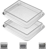 Air Fryer Basket Tray Replacement for Cuisinart TOA-60 TOA-65 TOA-70 Toaster Air Fryer Convection Oven, 12.4 * 11'' Mesh Air Fryer Steel Basket Wire Rack Accessories Parts, Dishwasher Safe