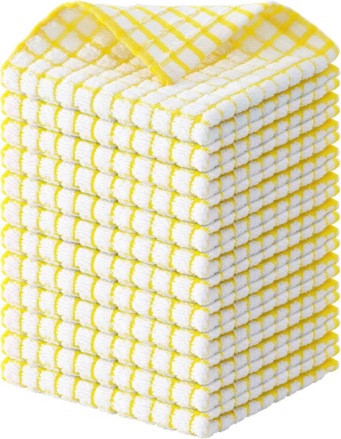 Kitinjoy Cotton 8 Pack Terry Kitchen Dish Cloths, 12 x 12 Inches Super Soft and Absorbent Dish Rags, Quick Drying Dish Towels for Washing Dishes, Mixed Color