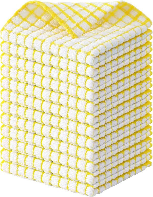 Kitinjoy Cotton 8 Pack Terry Kitchen Dish Cloths, 12 x 12 Inches Super Soft and Absorbent Dish Rags, Quick Drying Dish Towels for Washing Dishes, Mixed Color