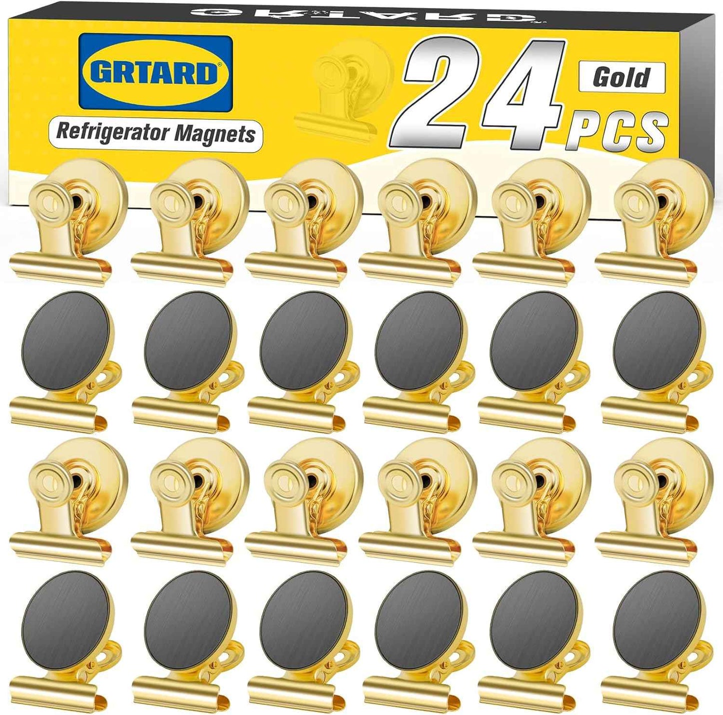 12pack Fridge Magnets Refrigerator Magnets Magnetic Clips Heavy Duty Detailed List Display Paper Fasteners on Home& Office& Teaching (Black, 12)