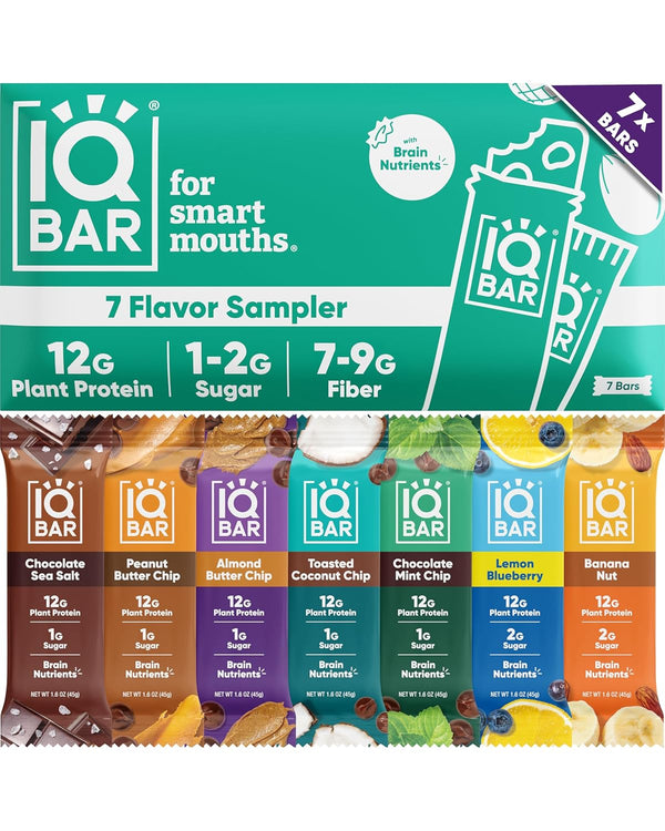IQBAR Clean Plant Protein Bars - Chocolate Lovers Variety - 12 Count