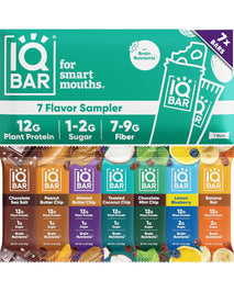 IQBAR Plant Protein Bars - 7 Count - Gluten and Dairy Free, Low Sugar Snack