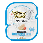 Purina fancy feast petites ocean whitefish entree with tomato in gravy gourmet wet cat food pack of 12 2.8 oz tubs