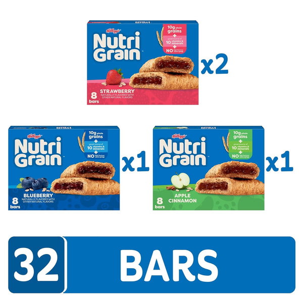 Nutri-Grain Soft Baked Breakfast Bars Variety Pack Whole Grain Snacks