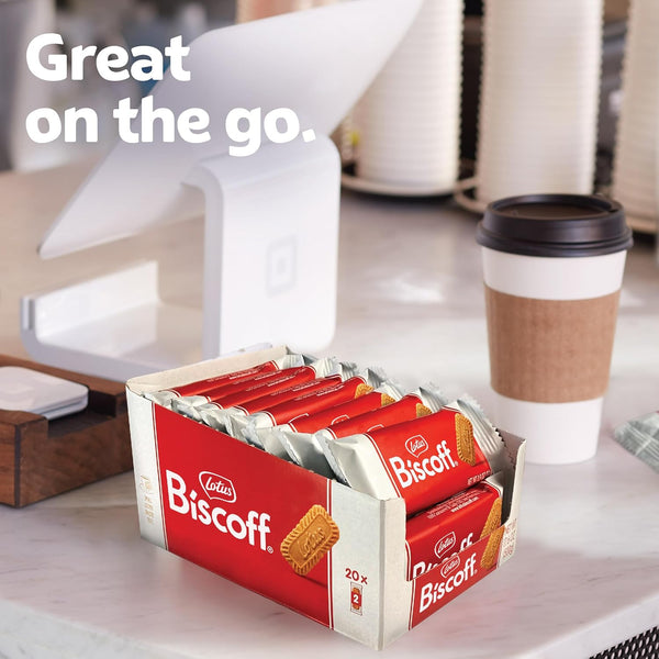 Lotus Biscoff Cookies, Caramelized Biscuit Snack, 20 Sleeves of 2 Extra Large Cookies