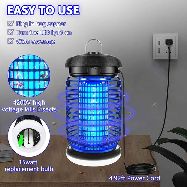 luojibie 2 in 1 outdoor bug zapper with led light mosquito killer