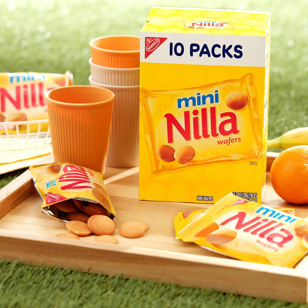 NILLA Wafers Mini Vanilla Wafer Cookies, 10 Snack Packs for Enjoying On The Go