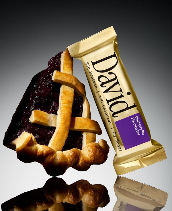 David High Protein Bars - 12 Pack - Blueberry Pie Flavor - Gluten Free - 28g Protein - 150 Calories