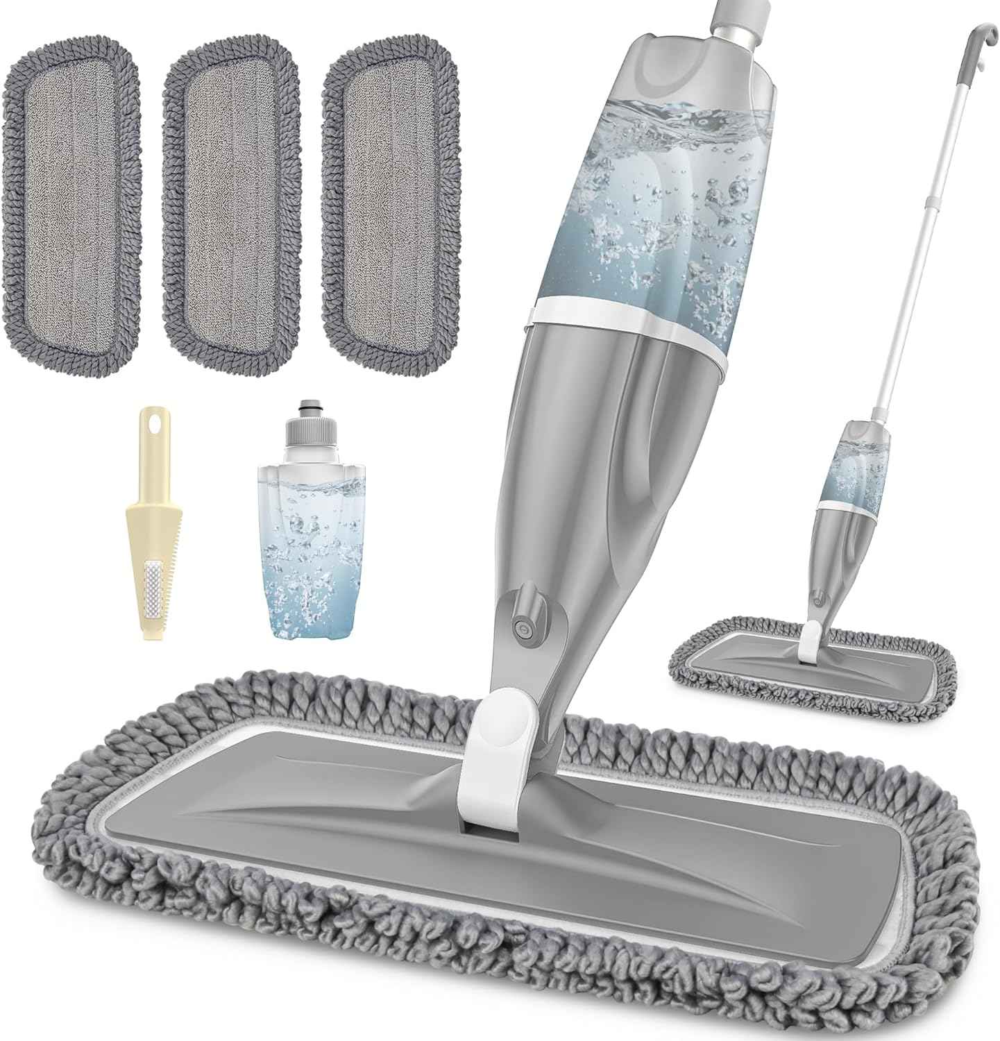 Microfiber Spray Mop for Floors Cleaning: Wet Dry Hardwood Floor Mops with 3 Washable Reusable Pads for Swiffer Powermop - Flat Mop with Sprayer for Tile Wood Laminate Vinyl Marble