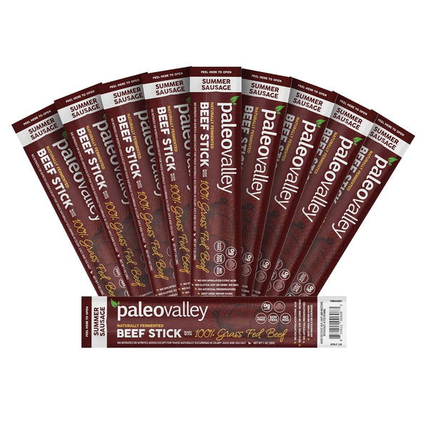 Paleovalley 100% Grass Fed Beef Sticks - Gluten Free Beef Snack - High Protein Keto Friendly