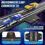 slot car race track set, 2 high-speed cars, battery or electric, dual racing game, lap counter, toys for kids