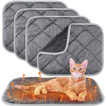 gray 16x20 self heating cat pad, 4 pack, washable pet bed for cats and dogs