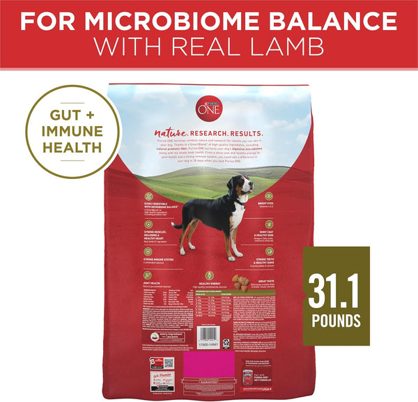 Purina ONE Dry Dog Food Lamb and Rice Formula, 31.1 lb Bag, Red Bag, Made in USA