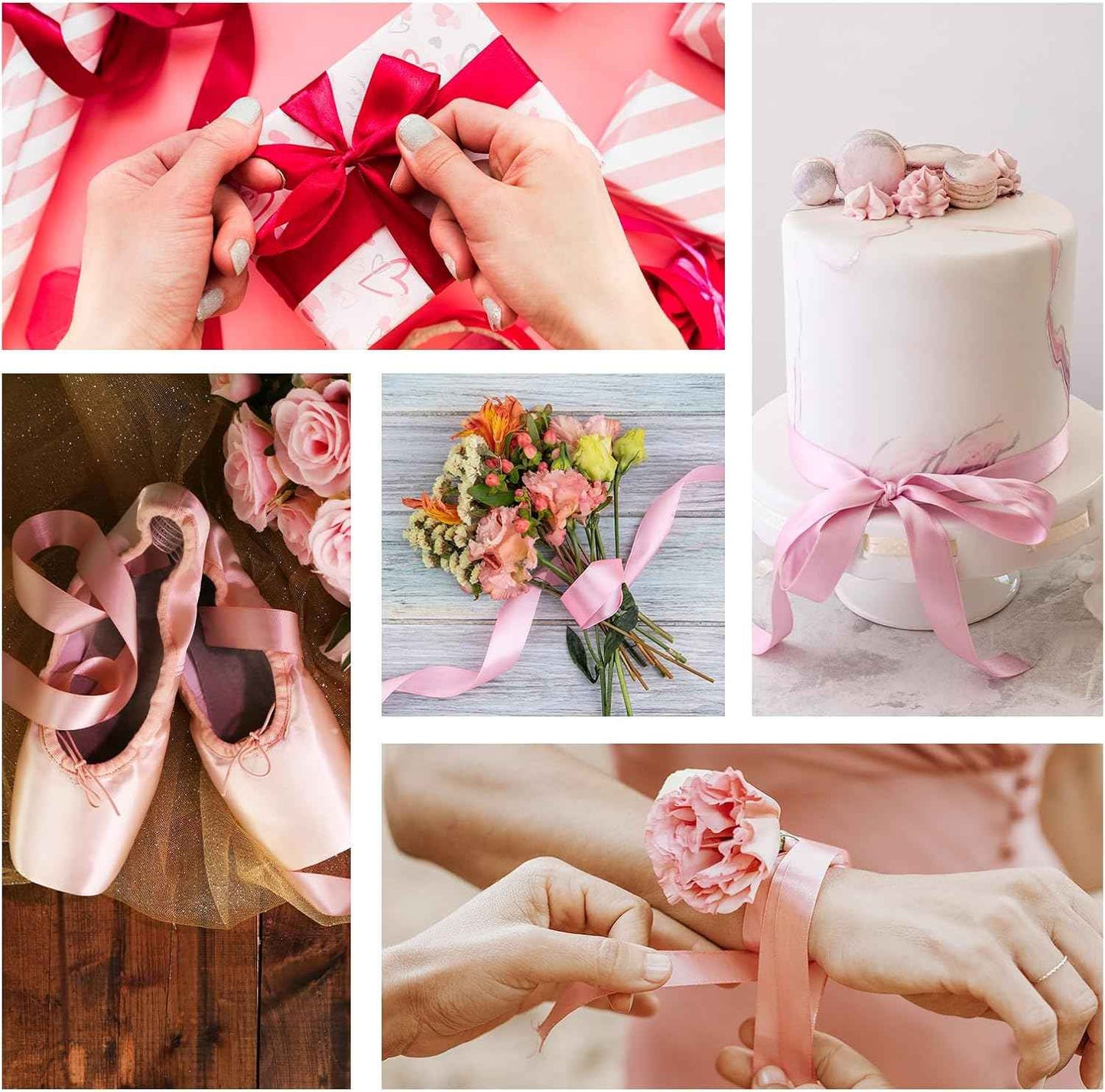 25 Yards Red Satin Ribbon 1 1/2inch, Single Face Polyester Silk Fabric Hair String Ribbon for Craft, Flower Bouquets, Gift Wrapping, Wedding, Bow Making and Valentines Decoration