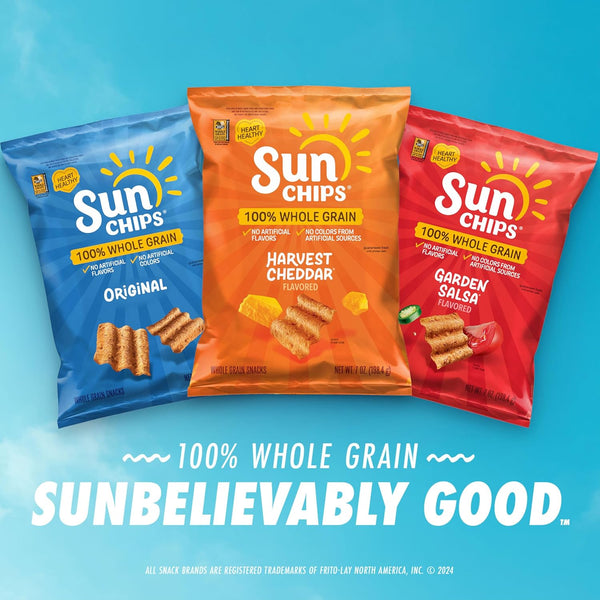 SunChips 100% Whole Grain Chips Variety Pack, 40 1 oz Bags, No Artificial Flavors or Colors