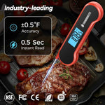 0.5 sec instant read meat thermometer digital with ±0.5℉ precision, food thermometer for cooking kitchen gadgets, oven grill candy bbq essentials, red