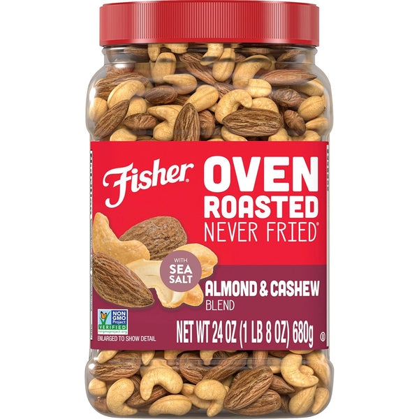 Fisher Oven Roasted Mixed Nuts, 24 Oz, Almonds, Cashews, Pecans, Pistachios, Healthy Snack