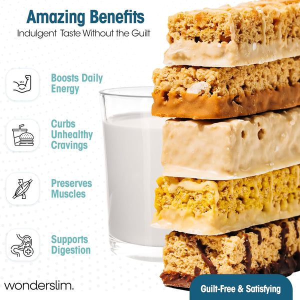 Wonderslim High Fiber Protein Bars Variety Pack 15g Protein 8g Fiber Low Sugar Low Carb