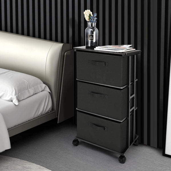 MAX Houser 3-Drawer Dresser Storage Tower for Bedroom, Closet, Office, Black