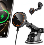 APPS2Car Magnetic Phone Mount for Car, Dashboard & Windshield Suction Cup Holder with Telescopic Arm, Requires Metal Plate for Proper Use, Fit for Android Smartphones(NOT for MagSafe)