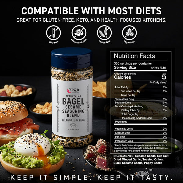 Original Everything Bagel Seasoning Blend Extra Large 10 Ounce Jar with Flip Top Cap