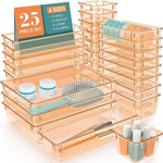 Clear Plastic Drawer Organizer Set for Desk, Kitchen, Bedroom, Bathroom, Office