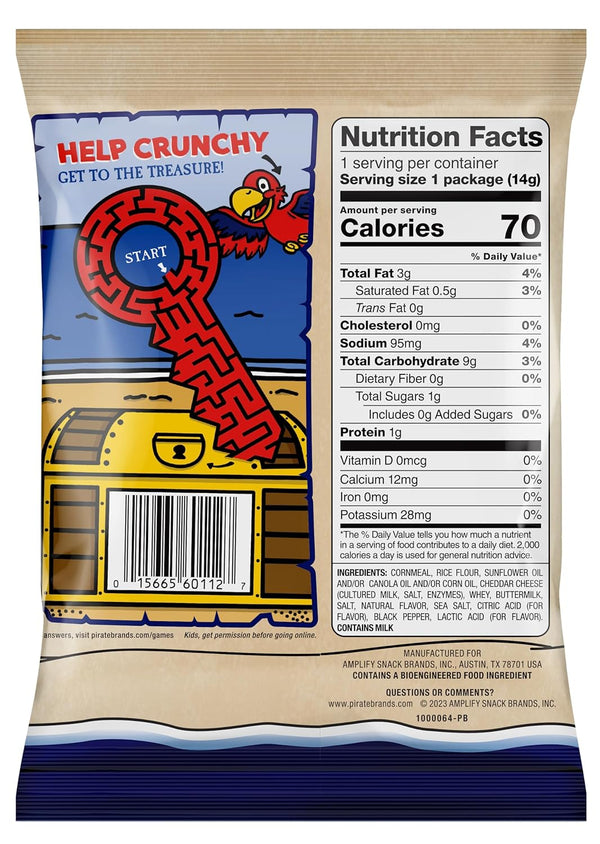 Pirate's Booty Aged White Cheddar Cheese Puffs, Gluten-Free, Kids Snacks, 0.5oz, 24ct, Baked, No Artificial Colors